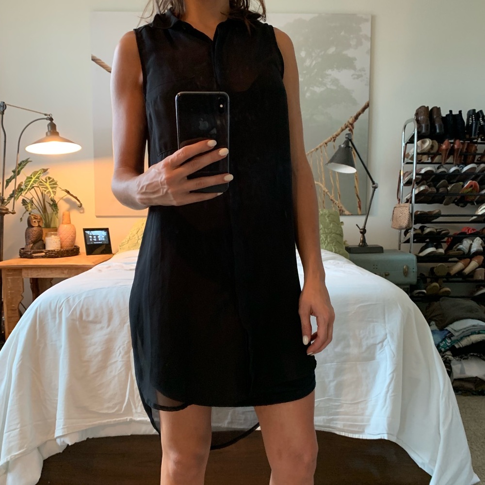 Sheer Collard Sleeveless Dress